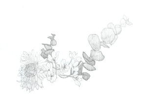 Gerbera, vogelmelk en eucalytus, Alice Brouwer